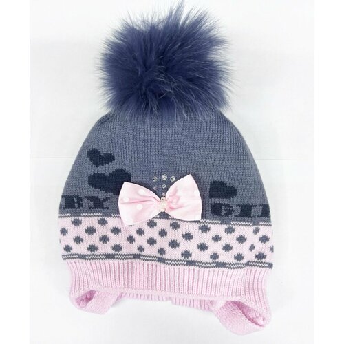 фото Шапка mialt, размер 50, розовый, серый