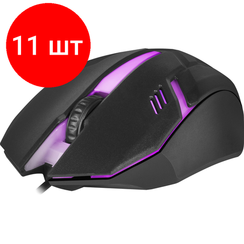 Комплект 11 штук Мышь компьютерная Defender Hit MB-550 7цв4кн50080010001600dpi черный 582000₽
