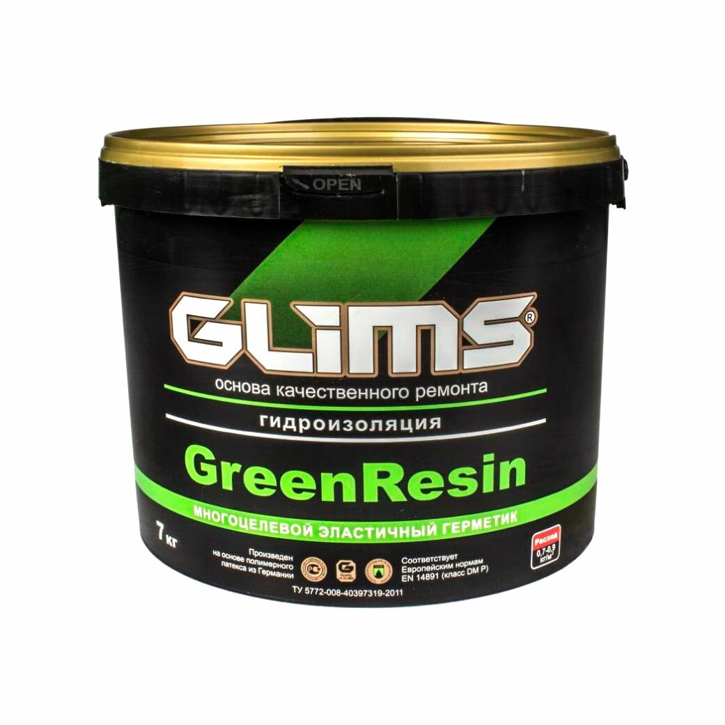 фото Гидроизоляция акриловая Glims GreenResin зеленая (7кг) / Глимс ГринРезин