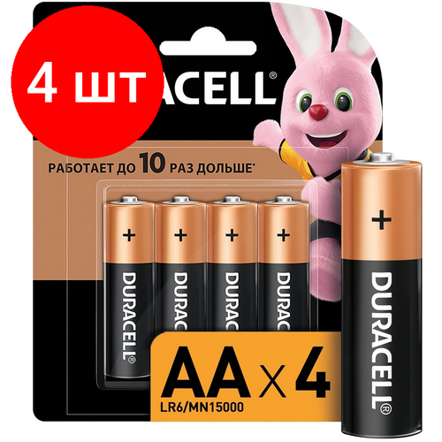 Комплект 4 упаковок, Батарейки DURACELL BASIC АА/LR6-4BL батарейки фотон пальчиковые аа lr6 pb24 22985