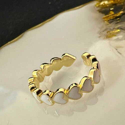 Кольцо, эмаль, белый, золотой