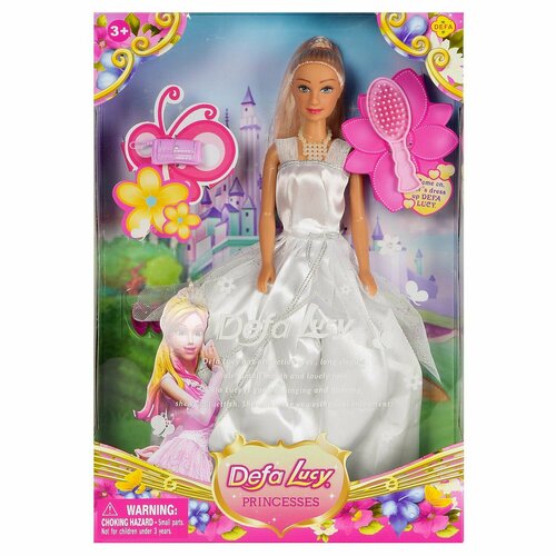 Кукла DEFA Lucy Очаровательная принцесса, в белом платье, с игровыми предметами, 29 см