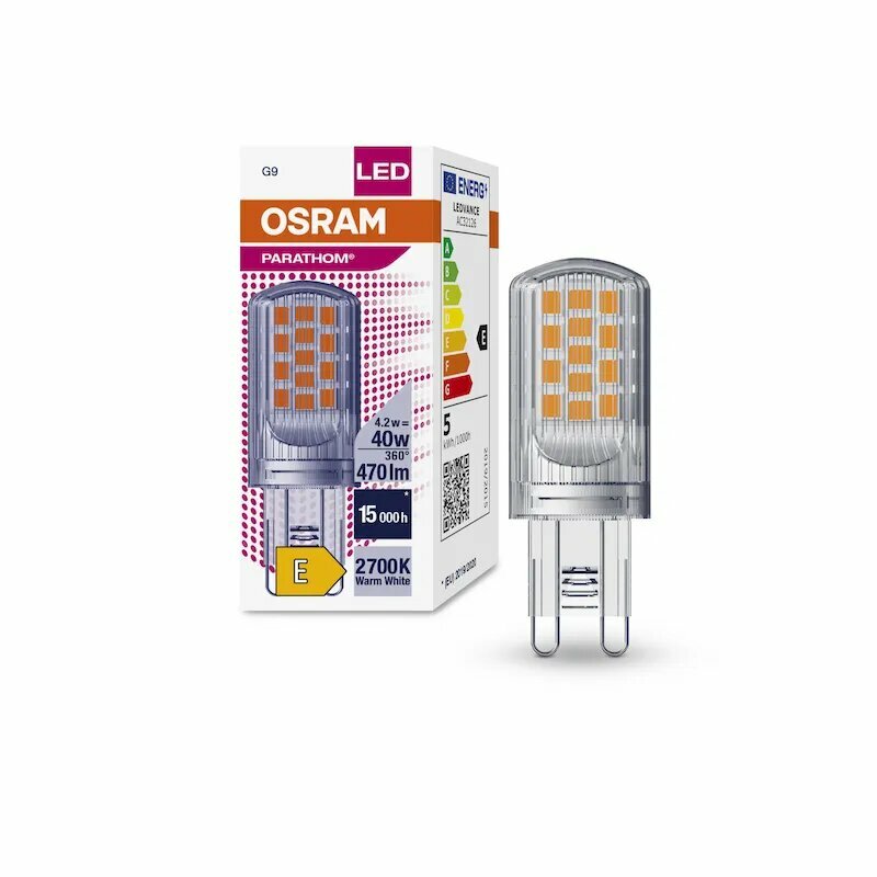 Лампочка светодиодная OSRAM Капсула G9 42Вт 220В 470Лм 2700К Теплый белый уп. 1шт