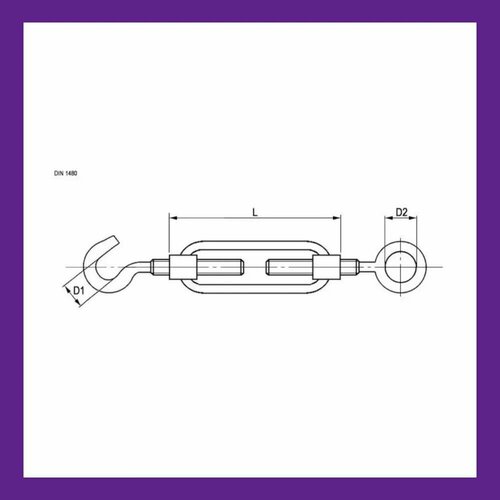 Талреп м 10 крюк-кольцо (стяжка троса), оцинкованный (комплект 2 шт)