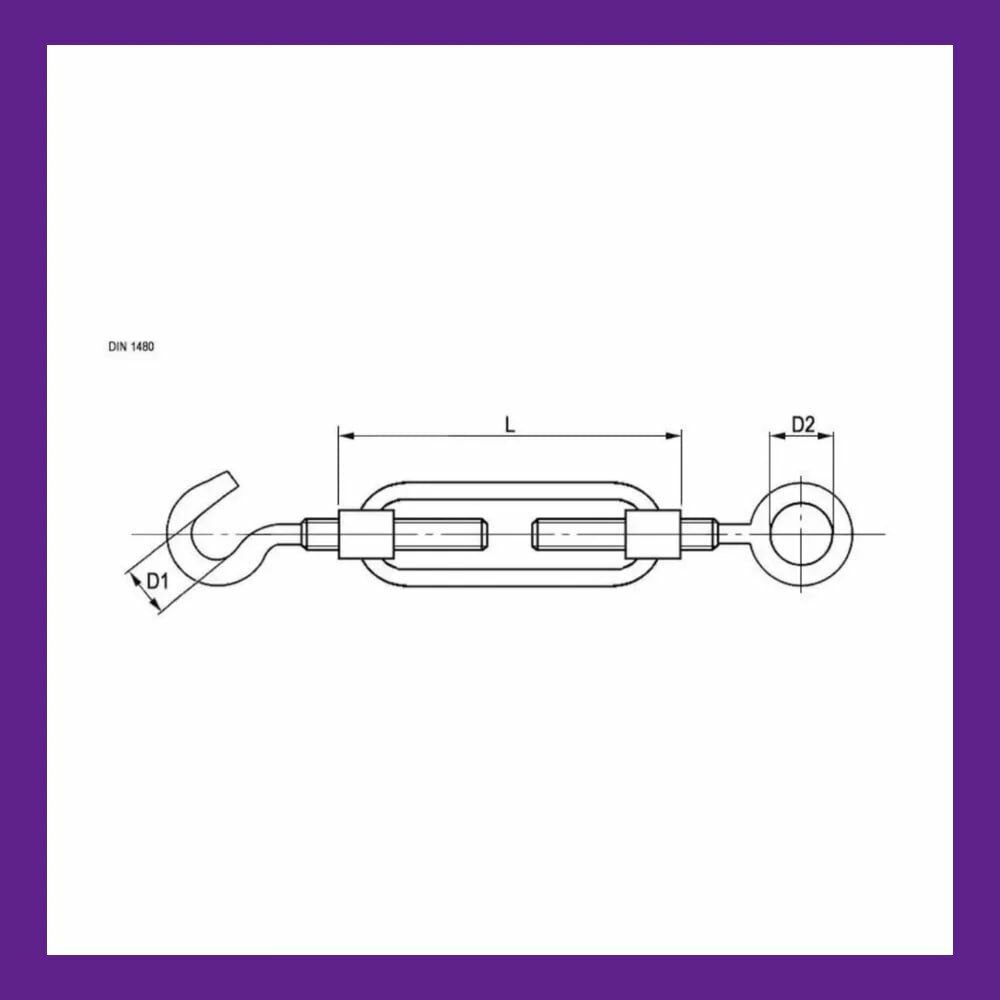 фото Талреп м 12 крюк-кольцо (стяжка троса), оцинкованный (комплект 2 шт)
