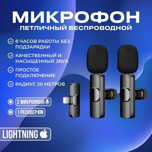 Микрофон петличный беспроводной для iphone, петличка