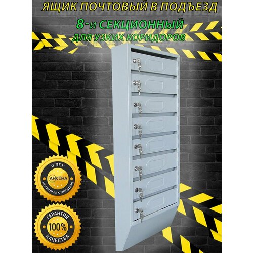 Почтовый ящик узкий ЯПУ8 на 8 секции с замками