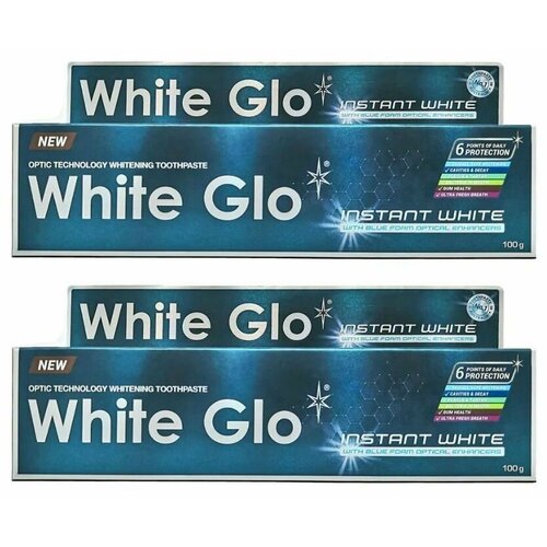 White Glo Зубная паста отбеливающая, Мгновенное отбеливание, 100 мл, 2 шт
