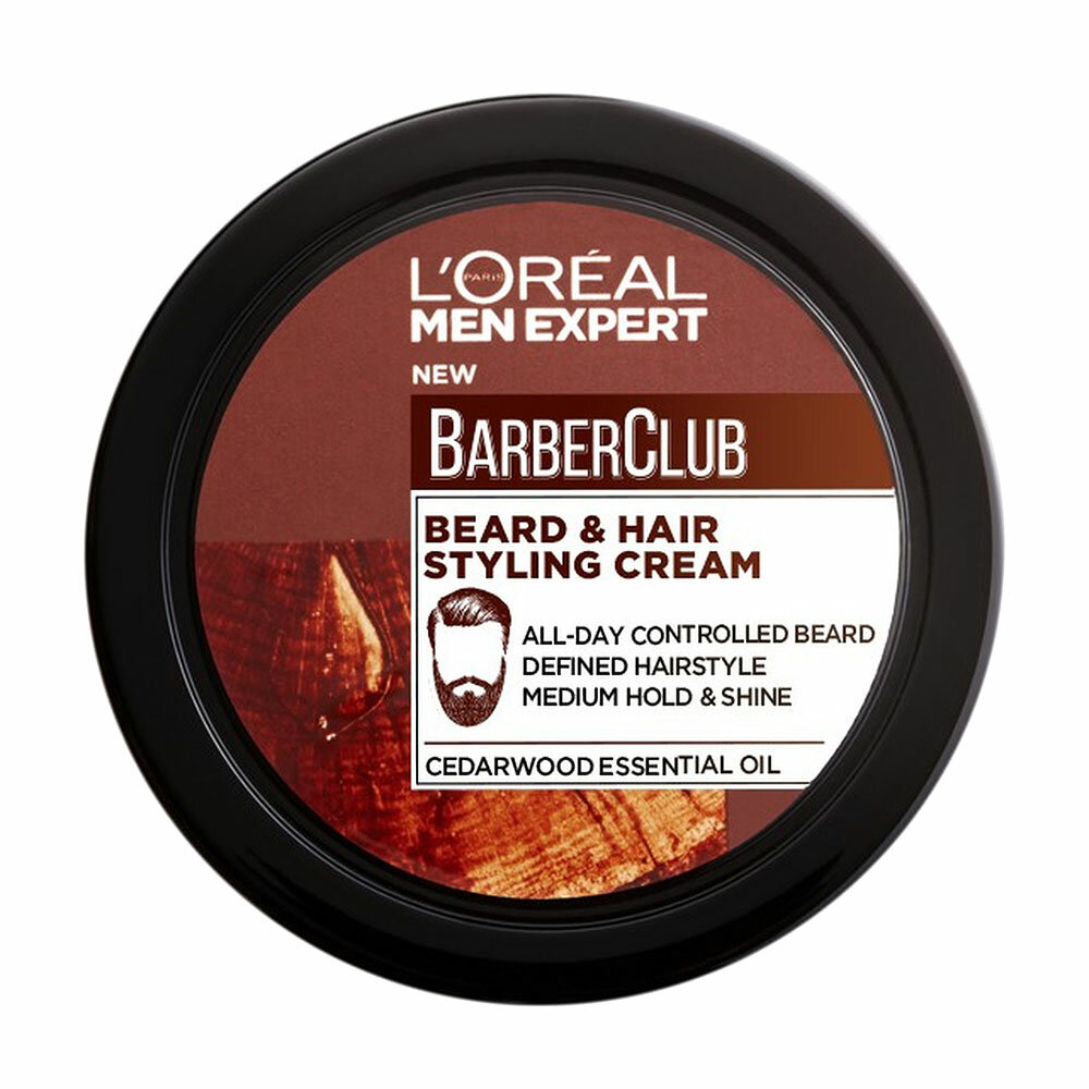 L'Oreal Paris Крем-стайлинг для бороды Barber Club с маслом кедрового дерева, 75 мл