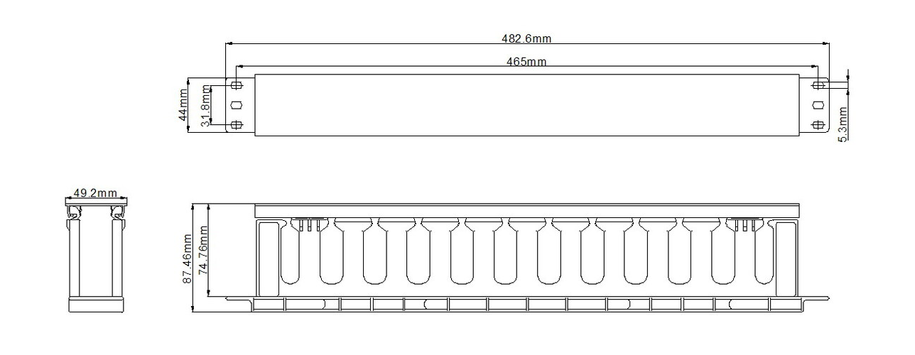 фото Органайзер кабельный Hyperline (CM-1U-D75-PL-COV)