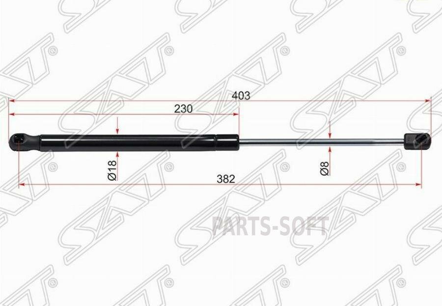 SAT ST-871702E000 Амортизатор крышки багажника (на стекло) HYUNDAI TUCSON 04-10