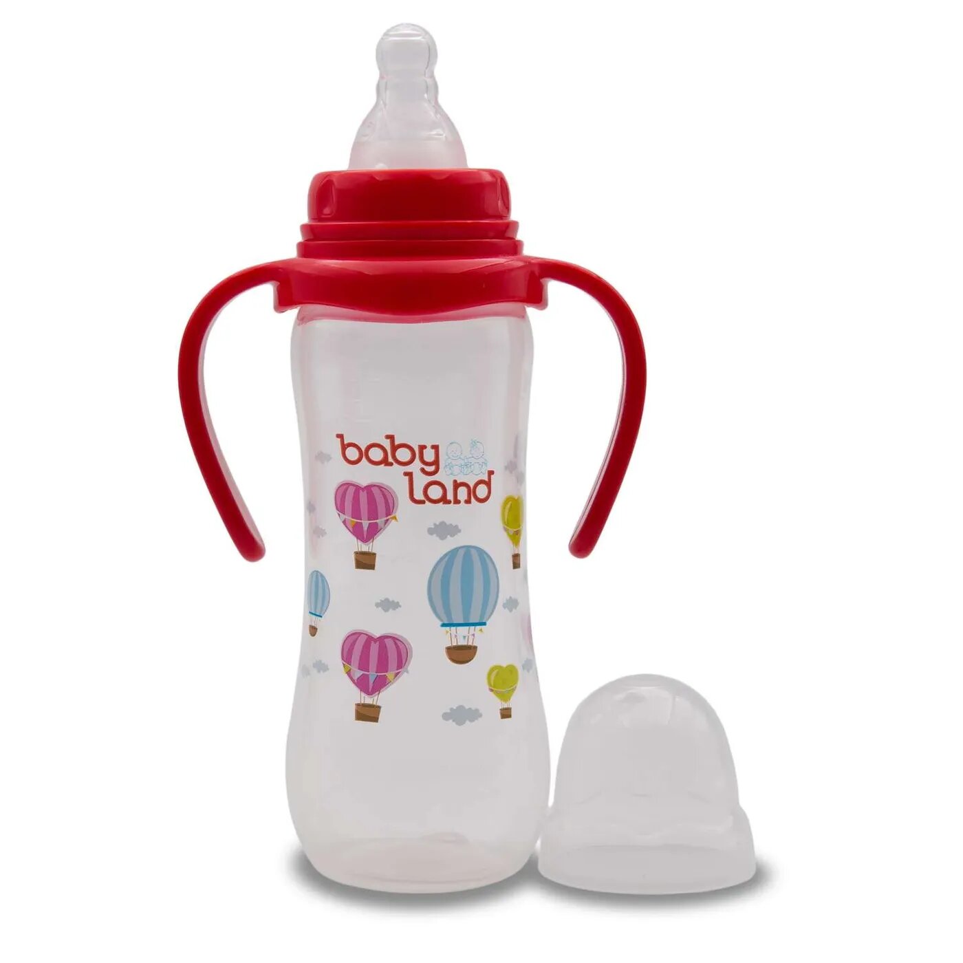 Бутылочка Baby Land с ручками 240мл с силиконовой соской Air System красный