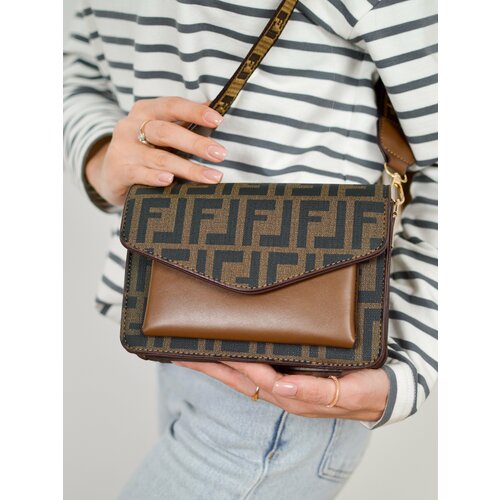 Сумка кросс-боди WoW Zina Fen 011, фактура зернистая, матовая, рельефная, гладкая, коричневый