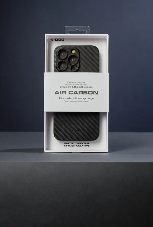 Ультратонкий чехол для iPhone 13 Pro KZDOO (K-DOO) Air Carbon , чёрный супертонкий чехол для Айфон 13 про