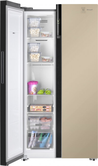 Холодильник Weissgauff WSBS 600 BeG NoFrost Inverter, бежевый Side by Side двухдверный, 3 года гарантии, Мощность замораживания 12 кг сутки, Объём 660 л, Сенсорное управление, Цифровой дисплей, Суперзаморозка, Суперохлаждение, LED освещение, A++
