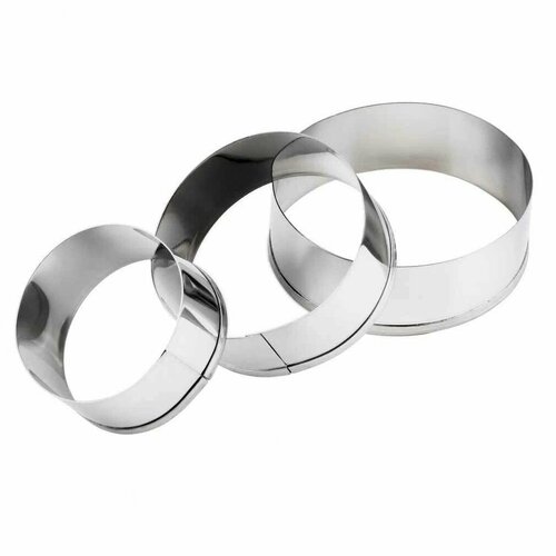 Кольца для тортов и салатов набор колец для готовки 3 шт серебристого цвета 49000₽