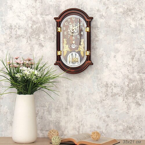 Часы настенные Мусульманские 35 см коричневые с золотом
