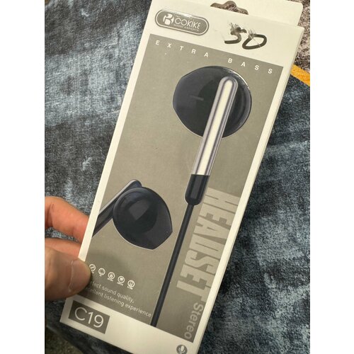 Проводные наушники капельки с микрофоном Cokike C19 116 Дцб 130см 16 Ом разъем 35мм для старых телефонов магнитолы радио MP3-плеера VR-о 535₽