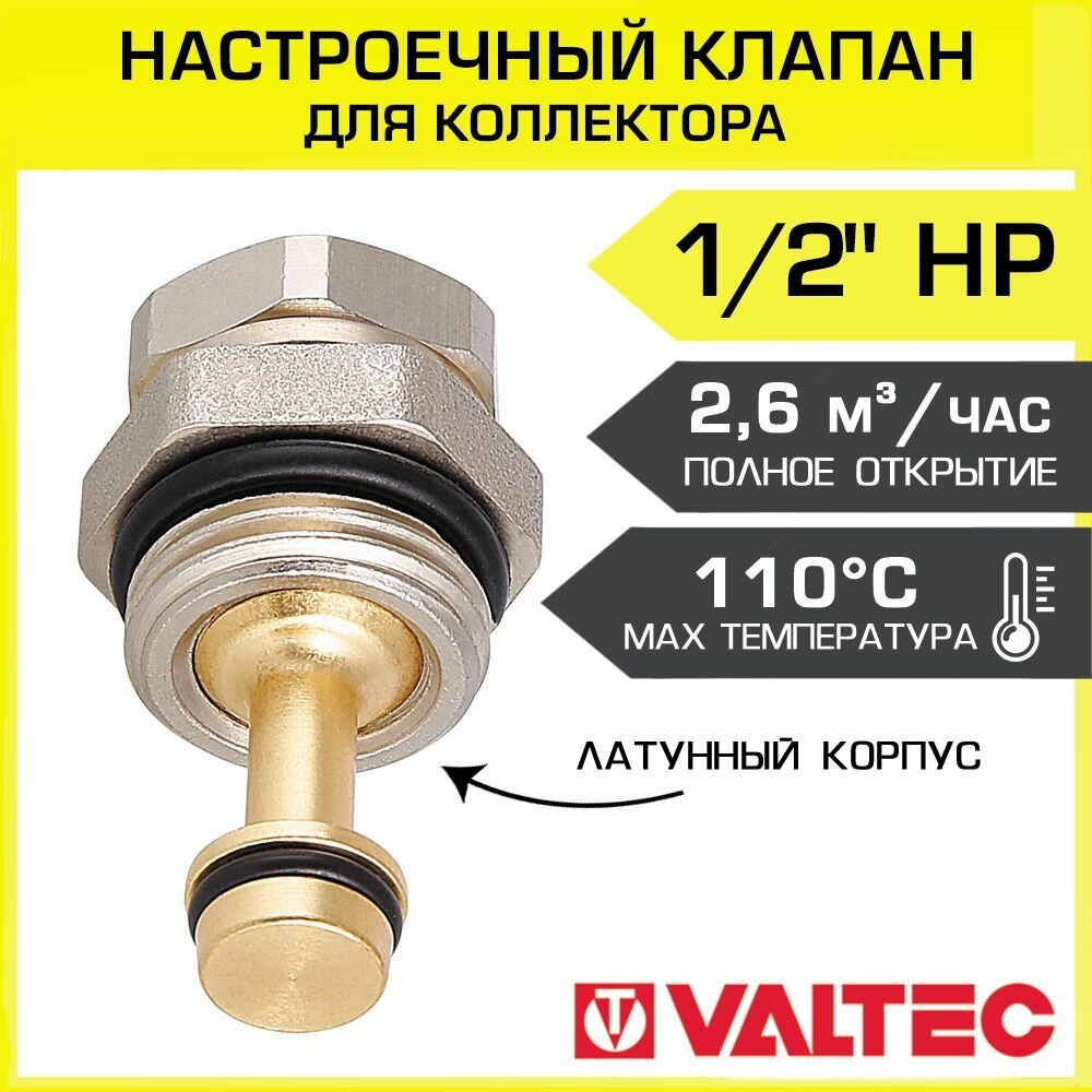 Клапан латунь Valtec VT.VDС31.N.0 для коллекторных блоков, серебристый - фото №2