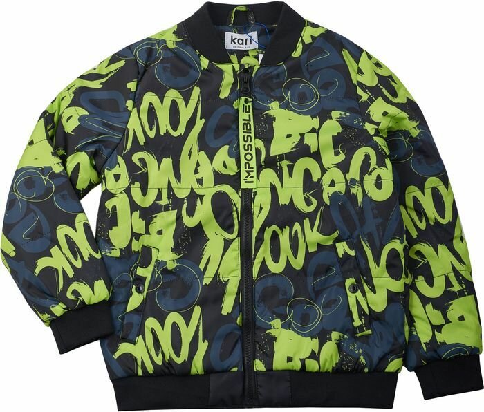 Бомбер kari размер 10-11 серый черный зеленый