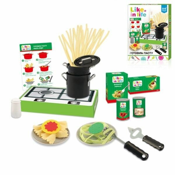 S+S Toys Набор Кухня Like in life, в комплекте: кухонная плита, кастрюли, набор для пасты, 22х9,5х30 см