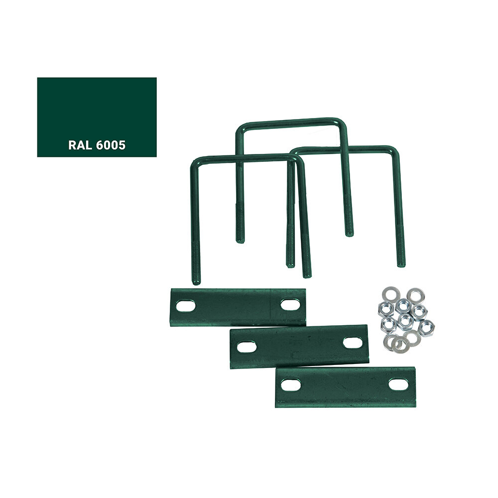 фото Крепление сетки/секции заборной к столбам 60х60 мм зеленое RAL 6005 (3 шт.)