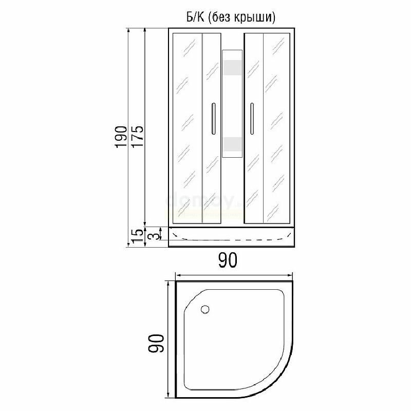 Душевая кабина 90*90*210см River Nara Light 90/15 МТ