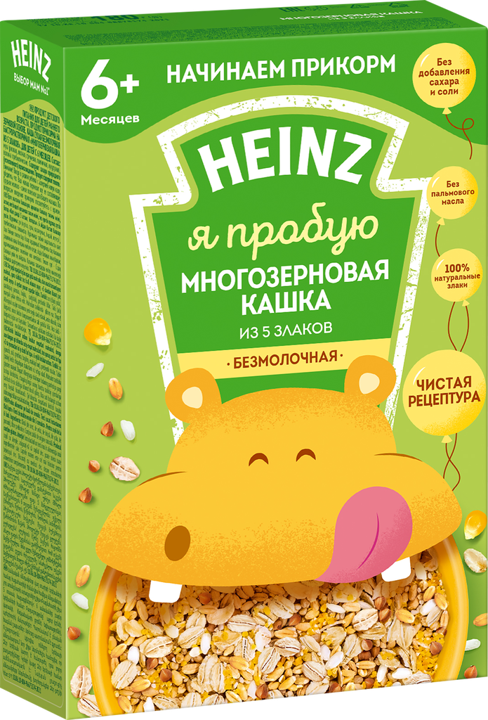 Каша Heinz безмолочная Я пробую многозерновая 5 злаков, c 6 месяцев