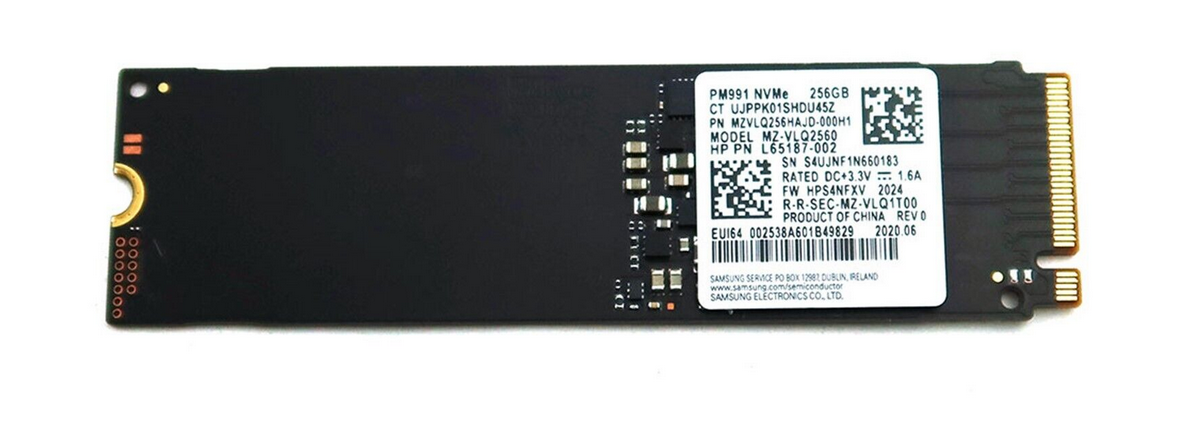 256 ГБ SSD M.2 накопитель Samsung PM991 (MZ-ALQ2560) - PCI-E 3. x x4, чтение - 2200 Мбайт/сек, запись - 1050 Мбайт/сек, 3D NAND, NVM Express