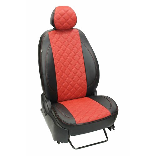 Чехлы для автомобильных сидений комплект Premium на VOLKSWAGEN POLO 2010-2020 седан авточехлы модельные экокожа задняя спинка сплошная черно-красный ромб Фольксваген Поло 7590₽