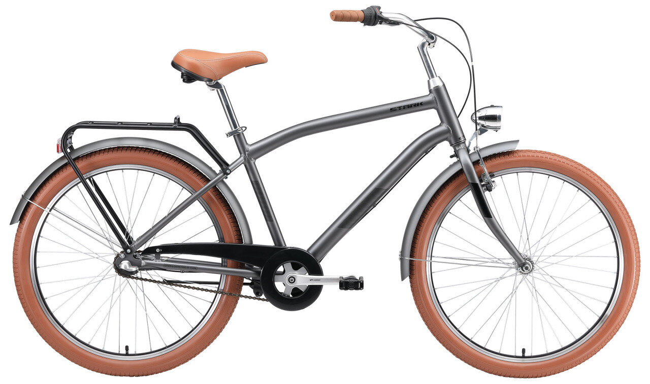 Комфортный велосипед Stark Comfort Man 3-speed (2024) 16" Серо-черно-коричневый (150-165 см)