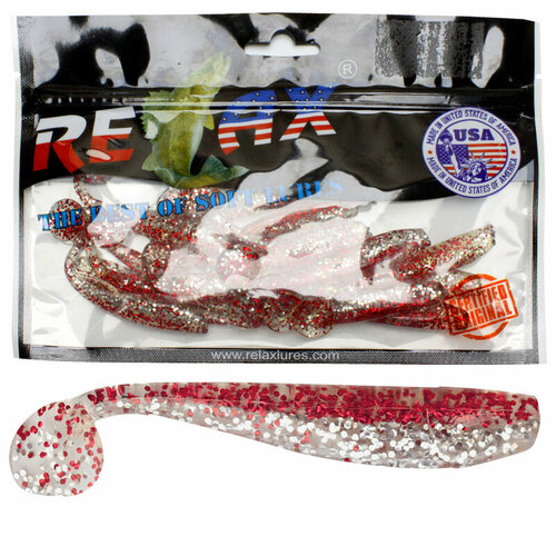 Мягкая силиконовая приманка риппер RELAX KINGSHAD LAMINAT 3, 7,5cm 4,5g цвет L239 (Clear-red Glitter, Clear-silver Glitter) 1 уп. по 15 шт.