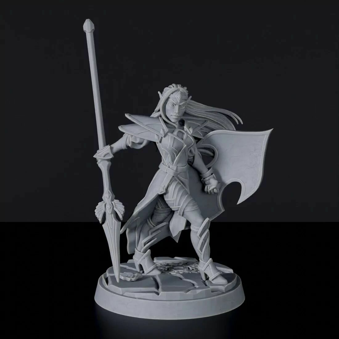 Миниатюра D&D 'Эльф боец с копьем' масштаб 32 мм (DnD, Dungeons & Dragons, ДнД, Подземелья и Драконы, Pathfinder)