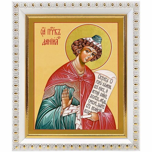 Пророк Даниил, икона в белой пластиковой рамке 12,5*14,5 см пророк иеремия икона в белой пластиковой рамке 8 5 10 см