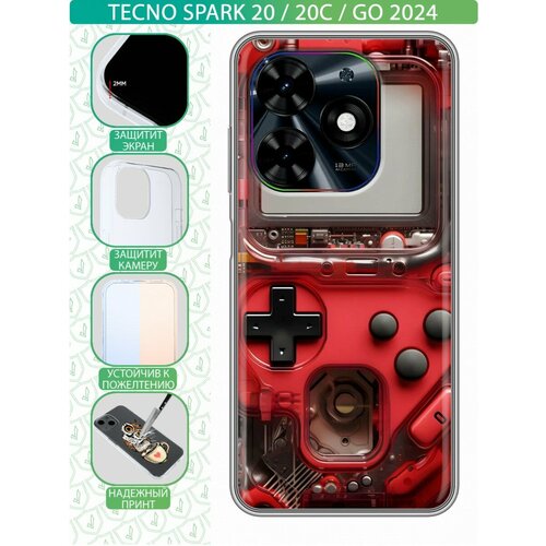 Дизайнерский силиконовый чехол для Текно Го 2024 / Спарк 20С Тетрис красный