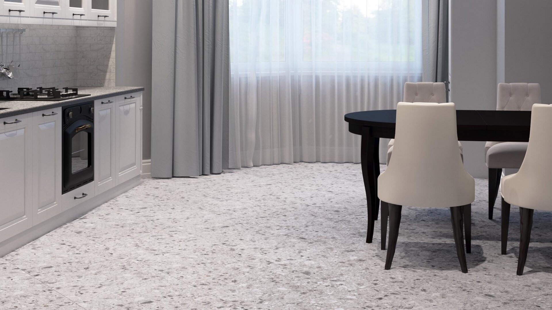 Керамогранит Kerranova Terrazzo Light Grey Matt. 60x60 K-331/MR/600x600 под камень матовая морозостойкая