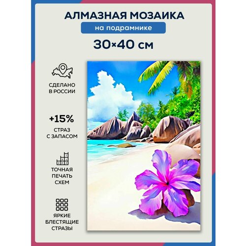 Алмазная мозаика 30x40 Райское побережье на подрамнике