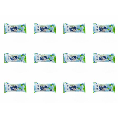 Ultra FRESH Влажные салфетки Antibacterial, 15 штук, 12 упаковок ultra fresh 15 шт antibacterial влажные салфетки