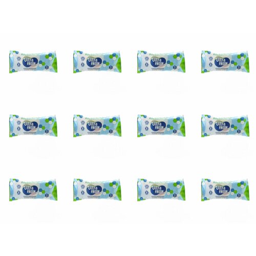 Ultra FRESH Влажные салфетки Antibacterial, 15 штук, 12 упаковок
