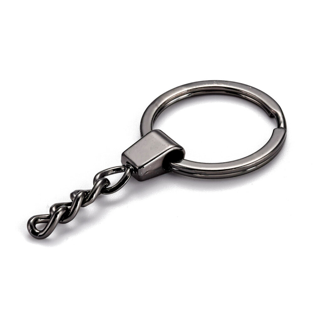 Основа под брелок 62х30мм кольцо двойное с цепочкой базовый материал - железо воронёная сталь 2 шт.
