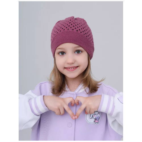 фото Шапка mi ropa детская вязаная шапка-сетка "паутинка", размер 5-8 лет, бордовый