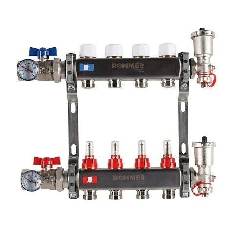 Коллекторная группа для теплого пола ROMMER RMS1210 - 1" на 4 контура 3/4" EK