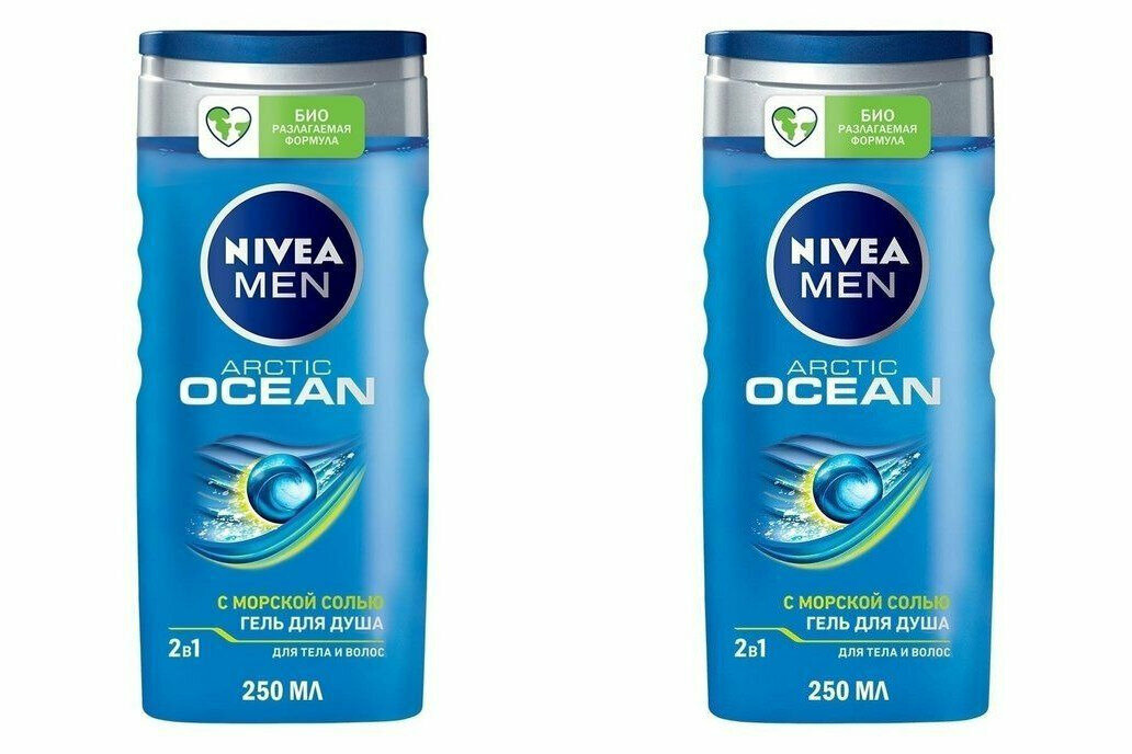 Гель для душа Nivea, Men, Arctic OCEAN, 2 в 1, мужской, 250 мл, 2 уп