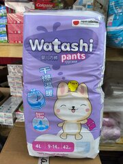 Watashi трусики 4/L 9-14 кг, 42 шт, белый