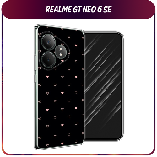 Силиконовый чехол на Realme GT Neo 6 SE / Реалми GT Нео 6 SE Чехол с сердечками силиконовый чехол на realme gt neo 2 реалми gt нео 2 блестящая радуга рисунок