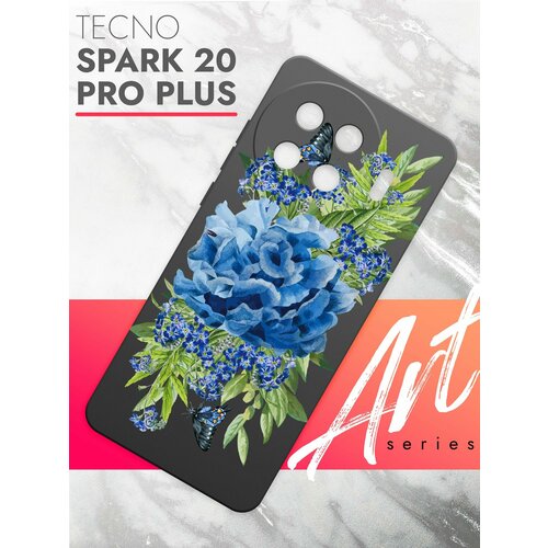 Чехол на Tecno Spark 20 Pro+ (Техно Спарк 20 Про Плюс) черный матовый силиконовый с защитой (бортиком) вокруг камер, Brozo (принт) Синий Колокольчик чехол на tecno spark 20 техно спарк 20 черный матовый силиконовый с защитой бортиком вокруг камер brozo принт синий колокольчик