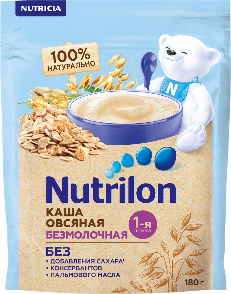 Каша овсяная NUTRILON безмолочная, с 5 месяцев, 180г