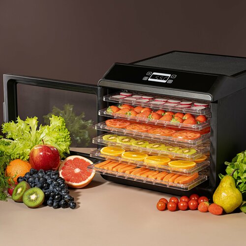 Сушилка для овощей и фруктов электрическая дегидратор GOODVITA GFD-10200B электронное управление 6 уровней 6 поддонов для пастилы 6 сеток для трав и ягод 25 л черная 12500₽