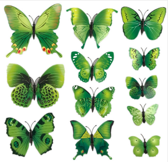 фото 2 уп/лот. Декоративные 3D бабочки (12 шт.). Цвет синий.