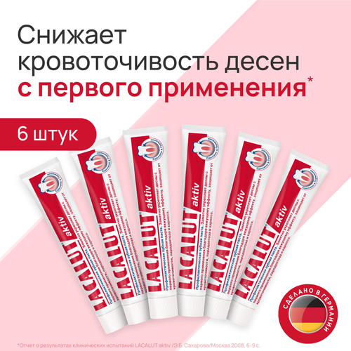 Зубная паста Lacalut Aktiv, 6 штук по 75мл зубная пастаlacalut aktive 75мл 6 штук